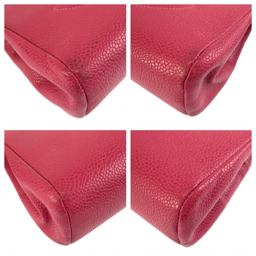 26075
CHANEL シャネル ココマーク ピンク ゴールド金具 レザー コスメポーチ 化粧ポーチ レディース ABP42