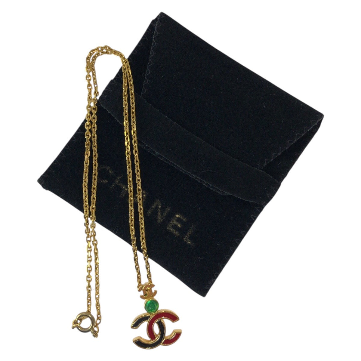 26076
CHANEL シャネル ヴィンテージ ココマーク ゴールド マルチカラー メッキ ネックレス 316刻印 レディース A56