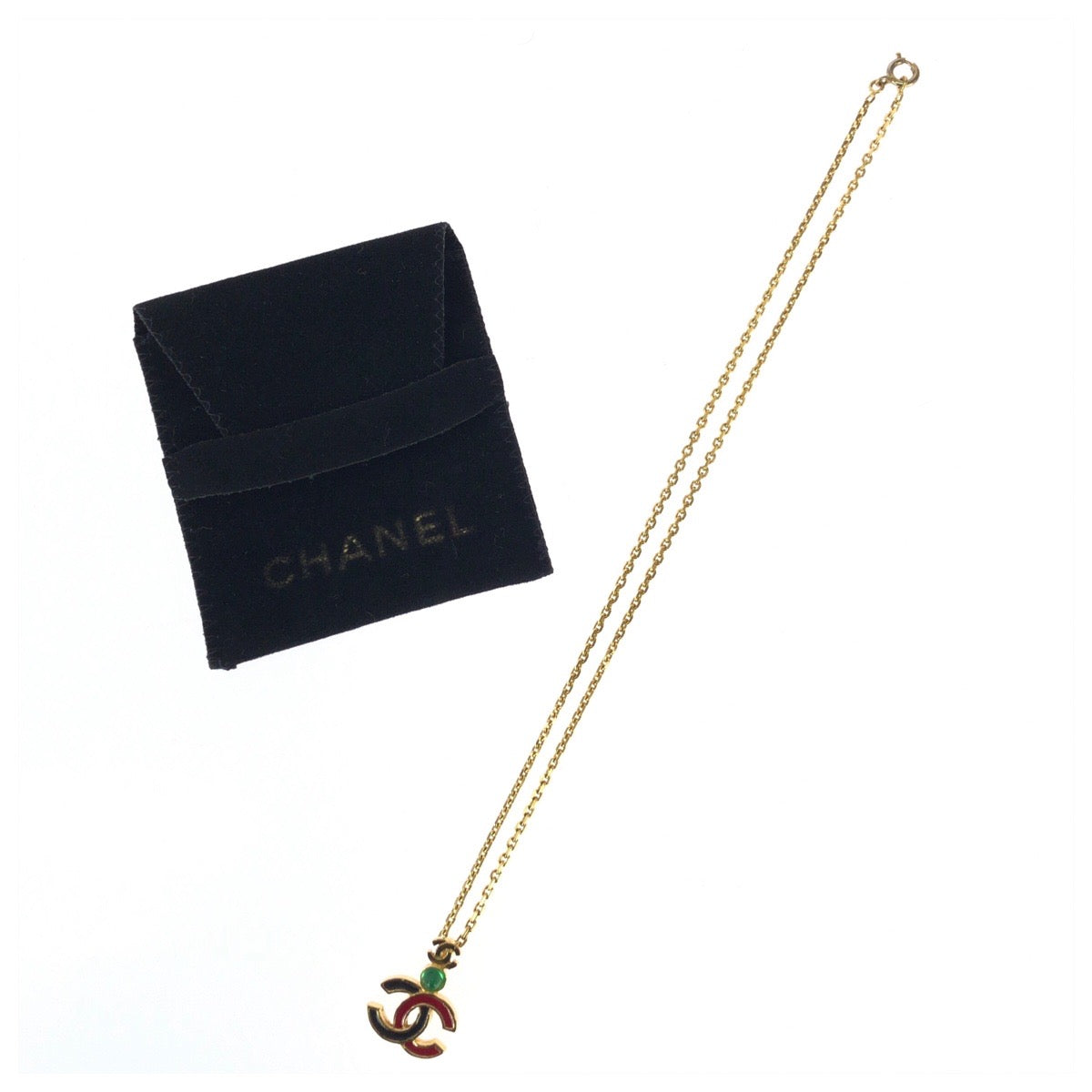 26076
CHANEL シャネル ヴィンテージ ココマーク ゴールド マルチカラー メッキ ネックレス 316刻印 レディース A56