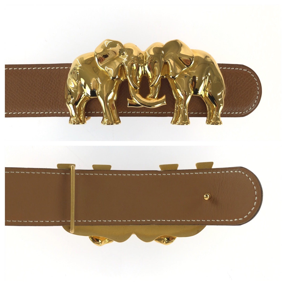 26077
HERMES エルメス リバーシブルベルト 65cm/25.5インチ ブラウン ゴールド金具 レザー / メッキ ベルト ○Y刻印 レディース ABP44