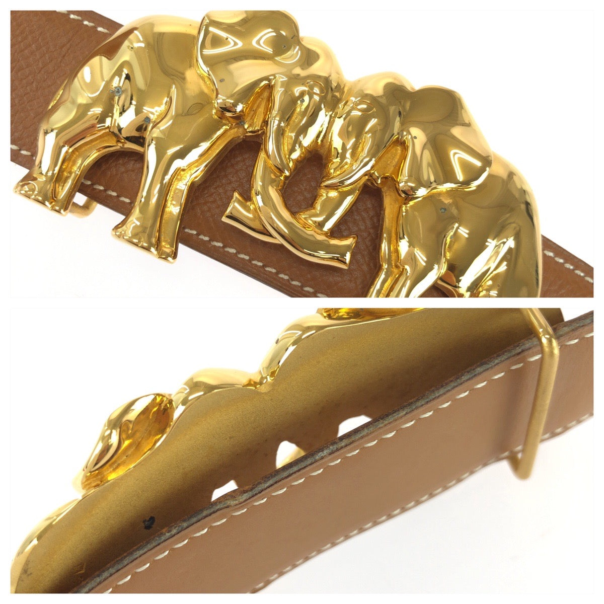 26077
HERMES エルメス リバーシブルベルト 65cm/25.5インチ ブラウン ゴールド金具 レザー / メッキ ベルト ○Y刻印 レディース ABP44