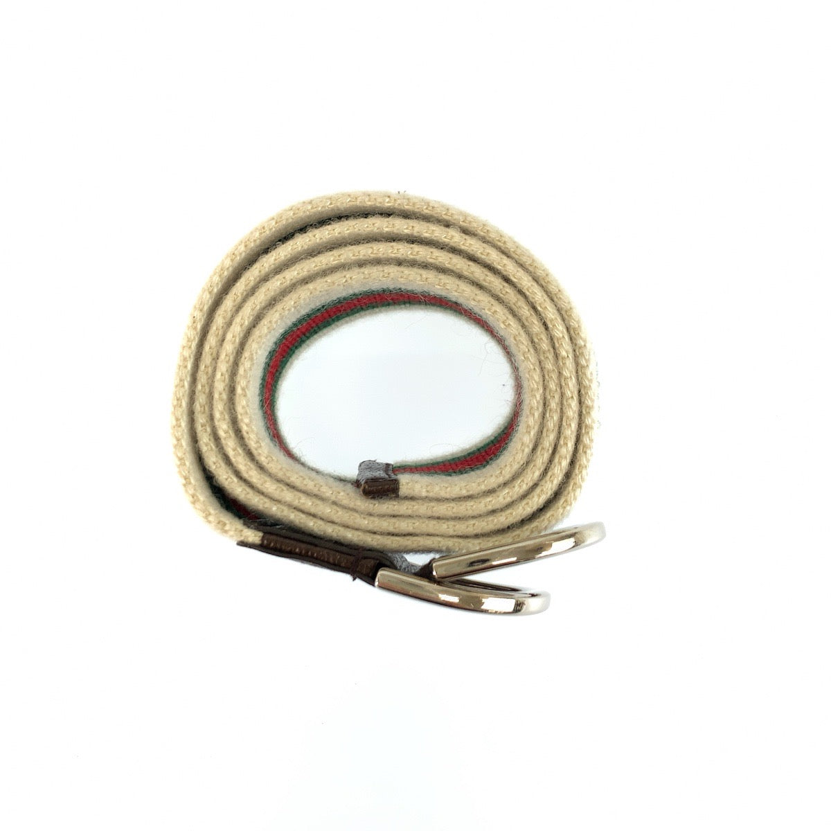 26082
GUCCI グッチ シェリーライン ダブルリング 85cm/34inc ホワイト グリーン レッド シルバー金具 キャンバス 146435 ベルト メンズ ABP28