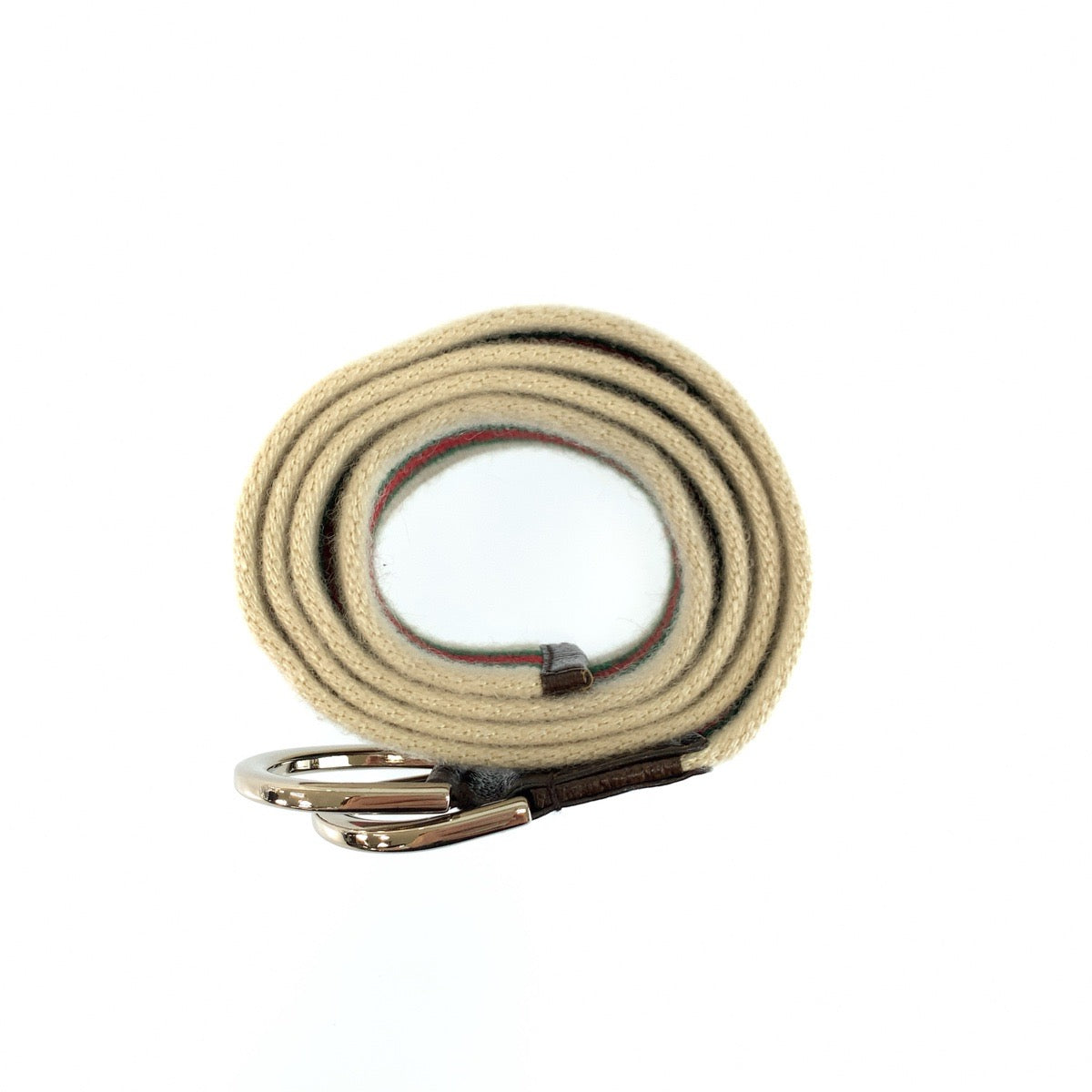 26082
GUCCI グッチ シェリーライン ダブルリング 85cm/34inc ホワイト グリーン レッド シルバー金具 キャンバス 146435 ベルト メンズ ABP28