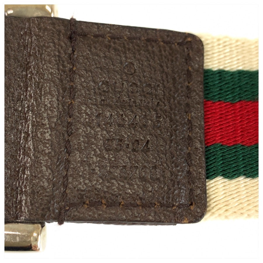 26082
GUCCI グッチ シェリーライン ダブルリング 85cm/34inc ホワイト グリーン レッド シルバー金具 キャンバス 146435 ベルト メンズ ABP28