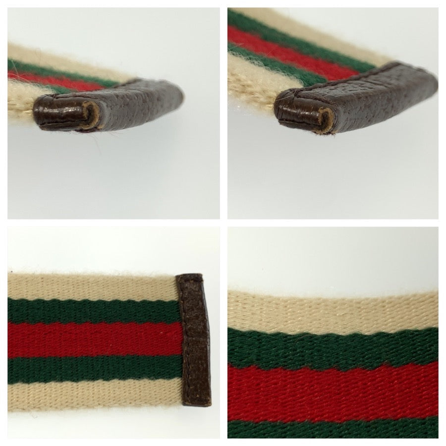 26082
GUCCI グッチ シェリーライン ダブルリング 85cm/34inc ホワイト グリーン レッド シルバー金具 キャンバス 146435 ベルト メンズ ABP28