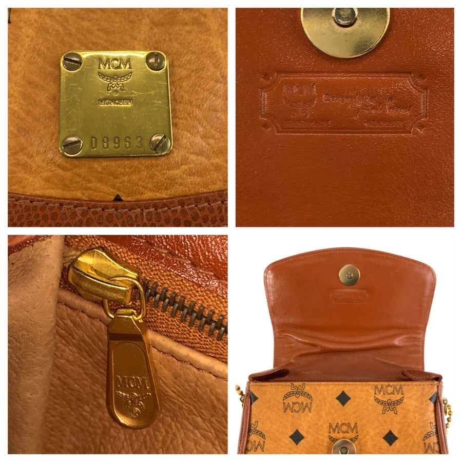 26083
MCM エム シー エム ヴィンテージ ヴィセトス ブラウン ゴールド金具 PVC チェーンショルダーバッグ ポシェット レディース ABP42