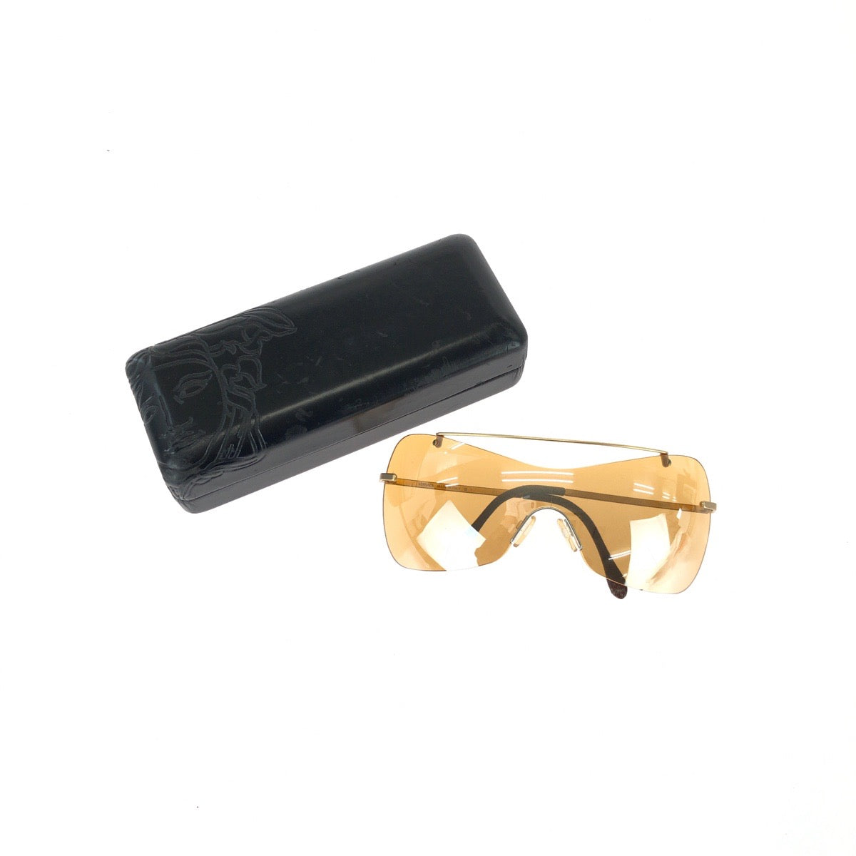 26090
VERSACE ヴェルサーチ シールド オレンジ ゴールド金具 メタル / プラスチック Versace S83P 13M 251 サングラス 男女兼用 バタフライ レディース AB9