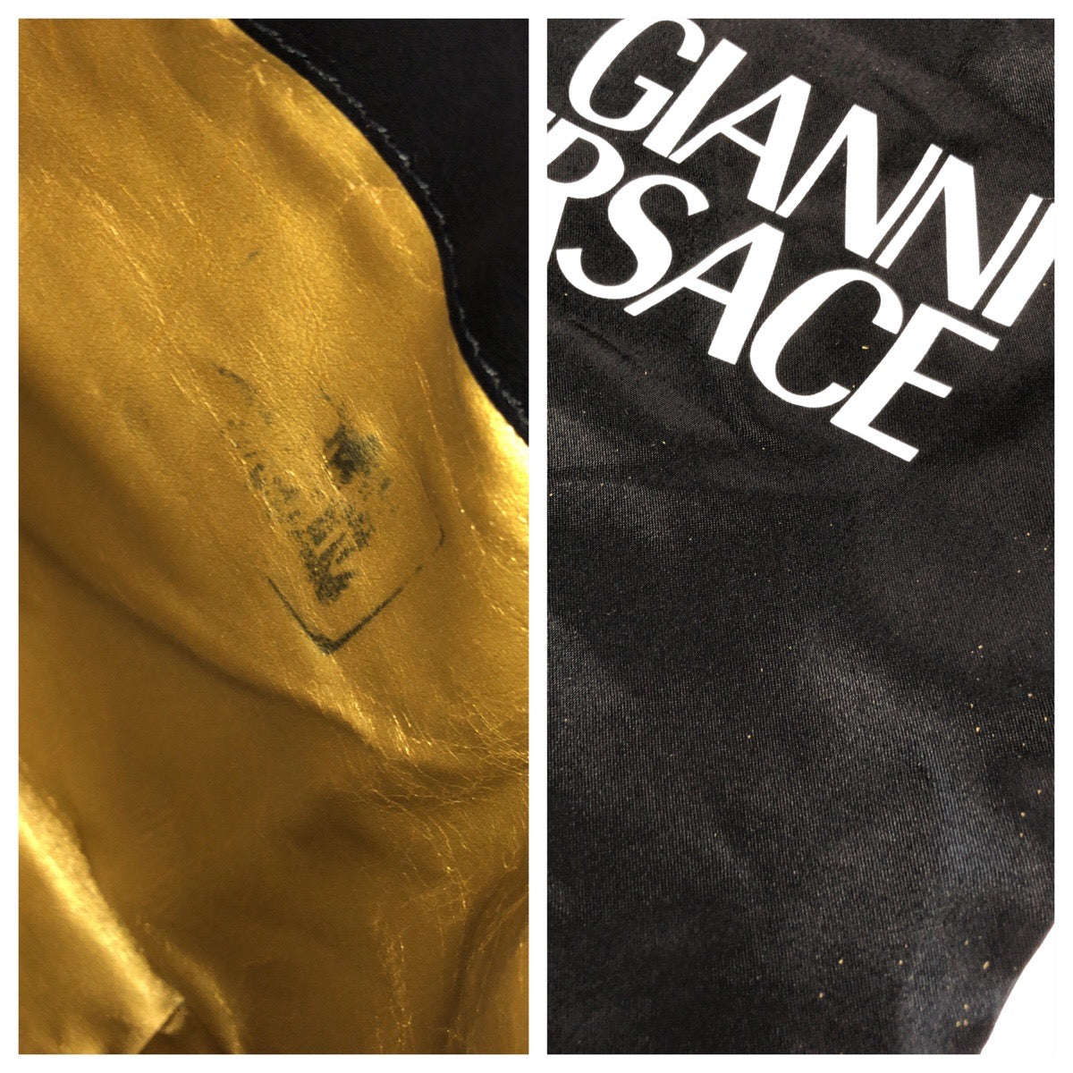 26092
VERSACE ヴェルサーチ ヴィンテージ バロック柄 イエロー ブラック ゴールド金具 PVC / レザー リュックサック バックパック レディース A56