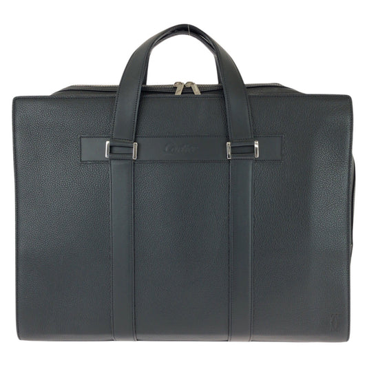 26096
CARTIER カルティエ マストライン ブラック 黒 シルバー金具 レザー ビジネスバッグ ブリーフケース メンズ SA110