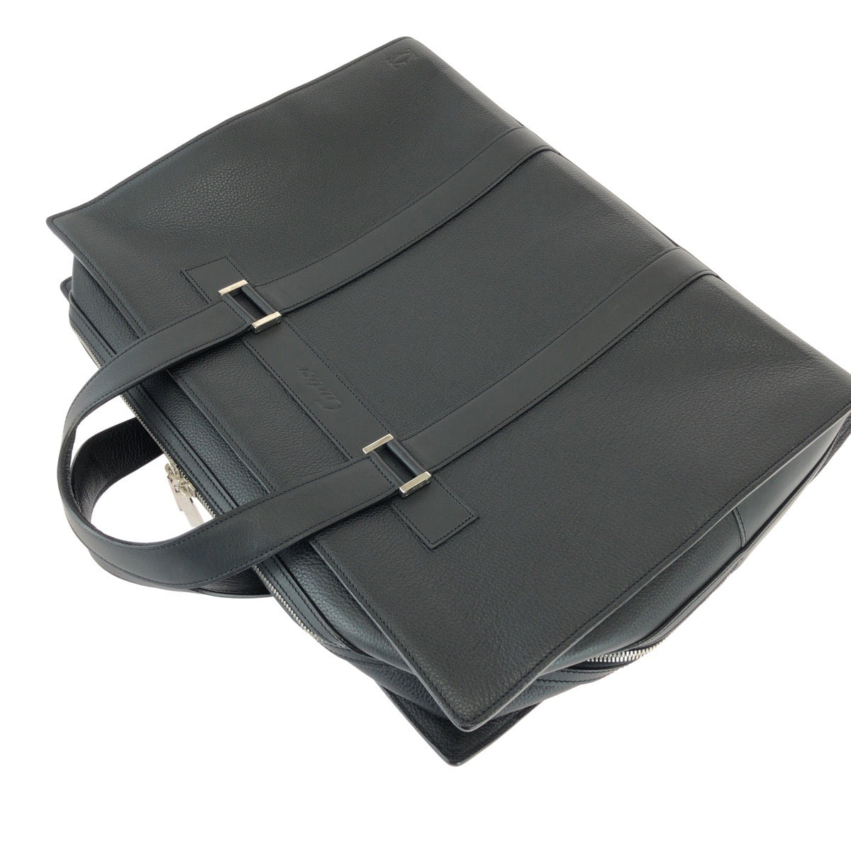 26096
CARTIER カルティエ マストライン ブラック 黒 シルバー金具 レザー ビジネスバッグ ブリーフケース メンズ SA110