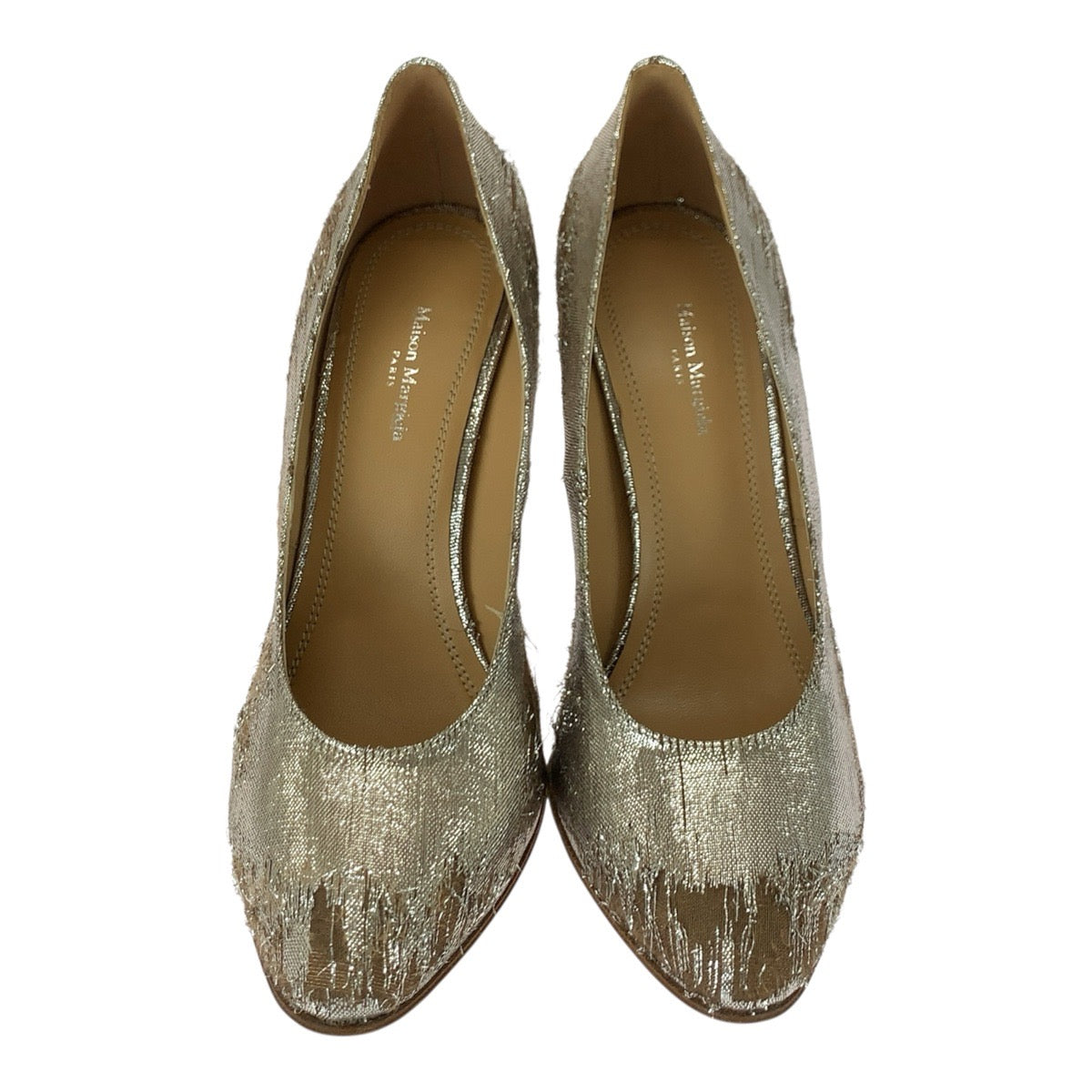 26106
Maison Margiela メゾン マルジェラ サイズ38 シルバー ブラウン ファブリック / レザー パンプス ヒール 靴 レディース N
