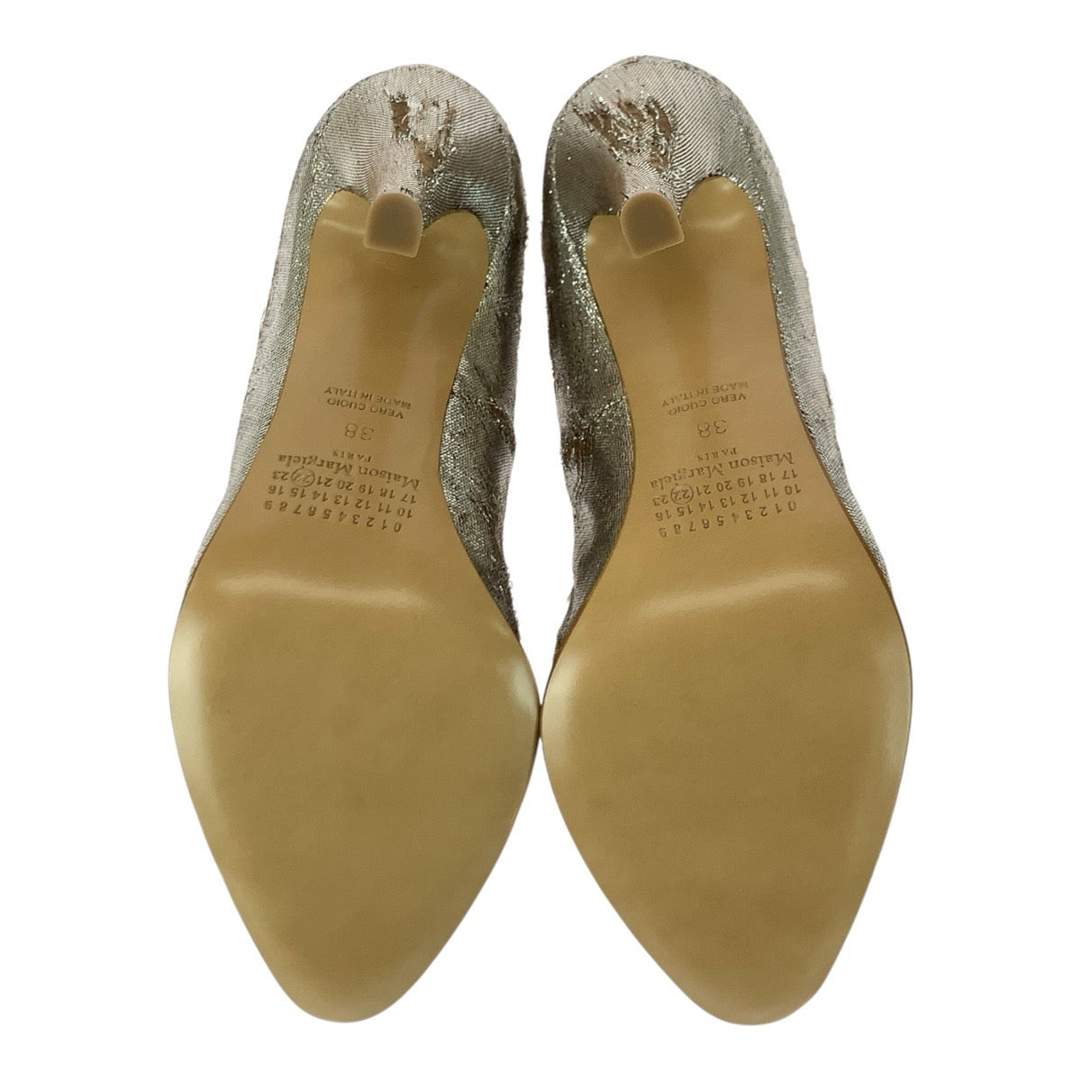 26106
Maison Margiela メゾン マルジェラ サイズ38 シルバー ブラウン ファブリック / レザー パンプス ヒール 靴 レディース N