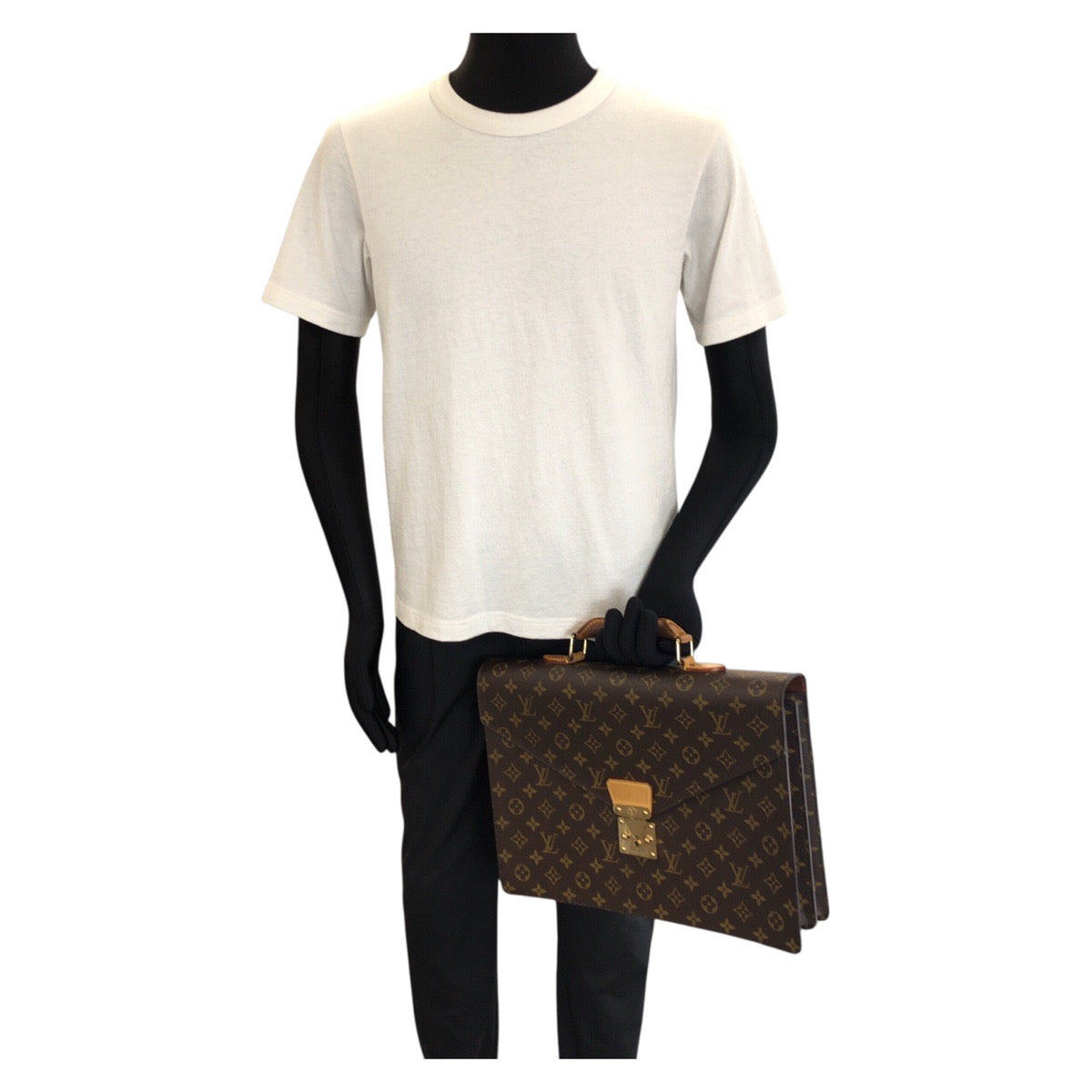 26110
LOUIS VUITTON ルイヴィトン モノグラム セルヴィエット コンセイエ ブラウン ゴールド金具 PVC / レザー M53331 ビジネスバッグ ブリーフケース メンズ ABP