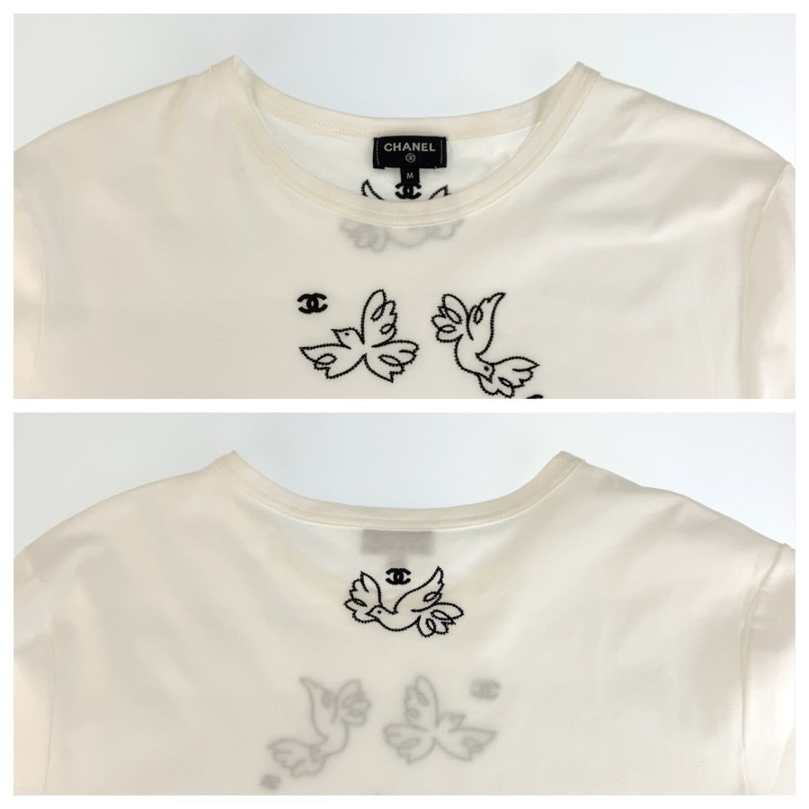 26124
CHANEL シャネル クルーズコレクション ジャン コクトー サイズM ホワイト コットン 半袖Tシャツ クルーネック レディース ABP105
