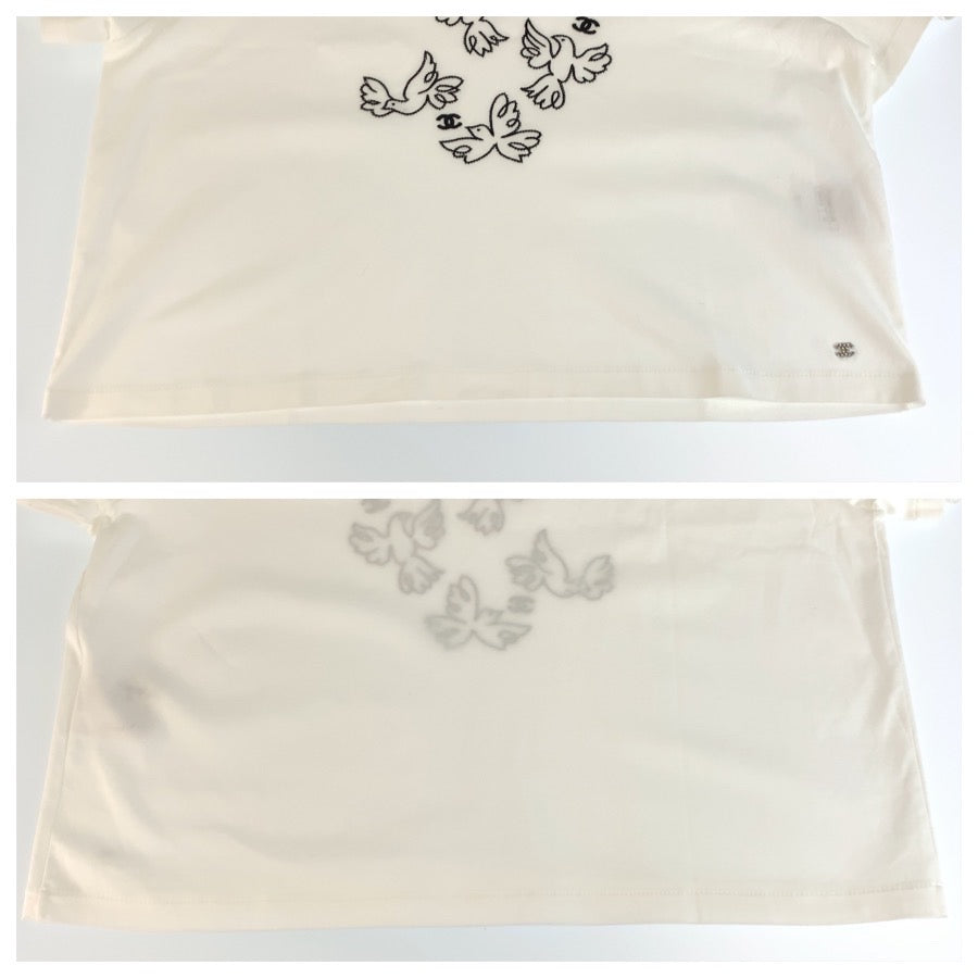 26124
CHANEL シャネル クルーズコレクション ジャン コクトー サイズM ホワイト コットン 半袖Tシャツ クルーネック レディース ABP105