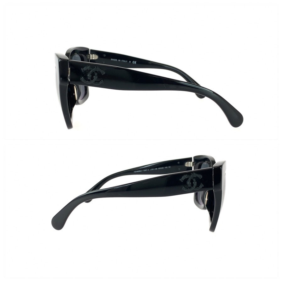 26131
CHANEL シャネル ココマーク サイズ53□23 ブラック グレー シルバー金具 プラスチック 5357-A c.501/26 サングラス 男女兼用 スクエア レディース A36