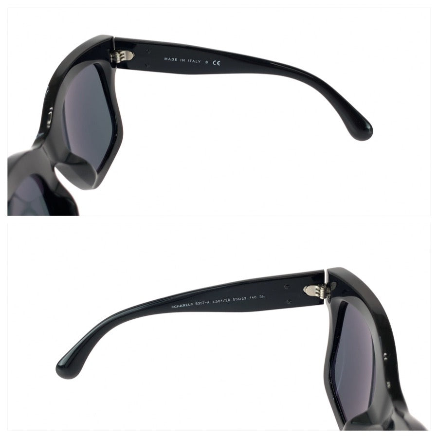 26131
CHANEL シャネル ココマーク サイズ53□23 ブラック グレー シルバー金具 プラスチック 5357-A c.501/26 サングラス 男女兼用 スクエア レディース A36