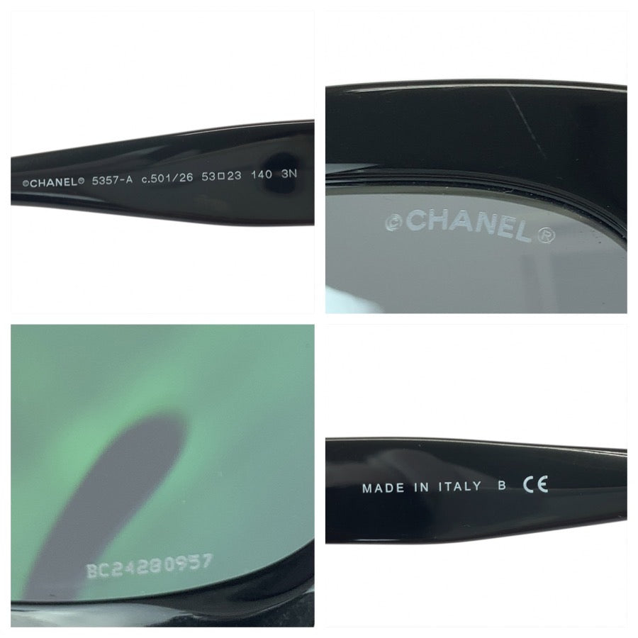 26131
CHANEL シャネル ココマーク サイズ53□23 ブラック グレー シルバー金具 プラスチック 5357-A c.501/26 サングラス 男女兼用 スクエア レディース A36