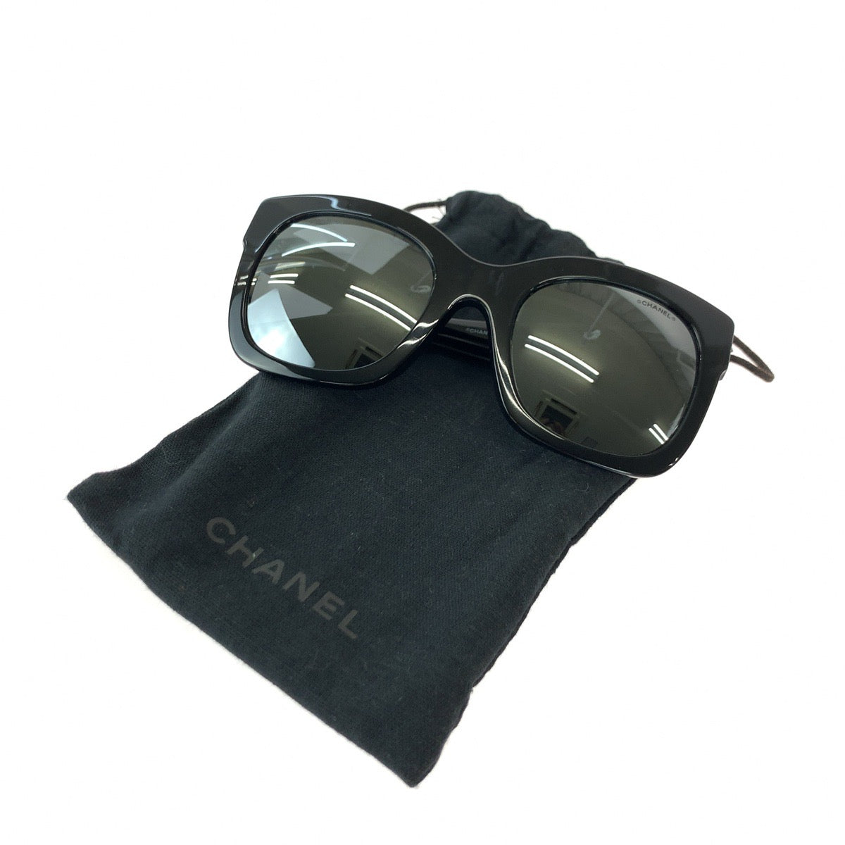 26131
CHANEL シャネル ココマーク サイズ53□23 ブラック グレー シルバー金具 プラスチック 5357-A c.501/26 サングラス 男女兼用 スクエア レディース A36