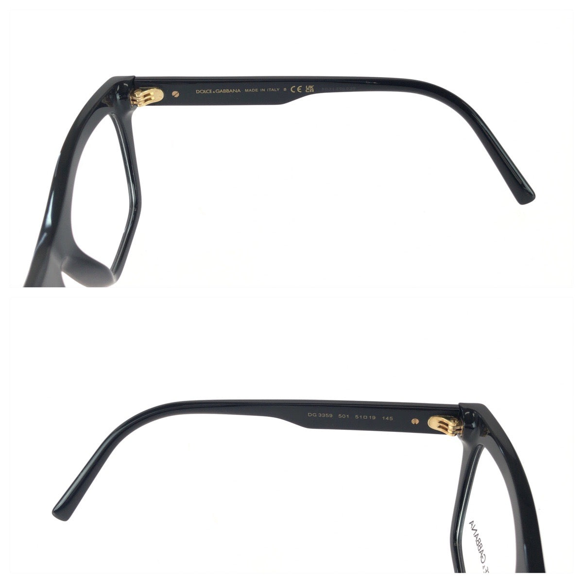 26133
DOLCE&GABBANA ドルチェアンドガッバーナ DGエッセンシャル サイズ51□19 ブラック 黒 ゴールド金具 メタル / プラスチック DG3359 501 メガネ レディース S13