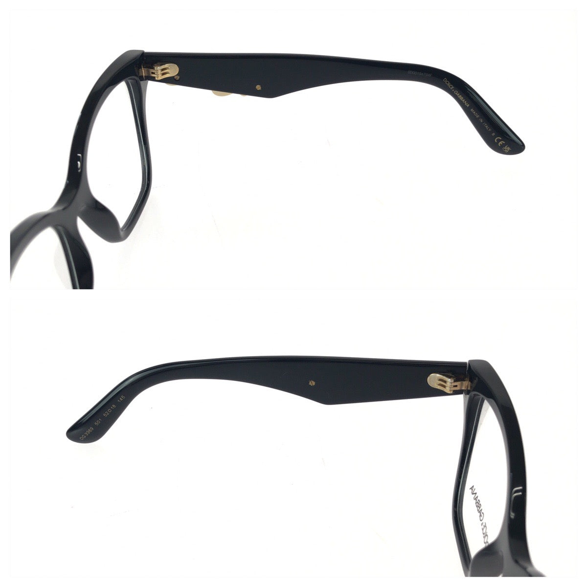 26142
DOLCE&GABBANA ドルチェアンドガッバーナ DGロゴ サイズ52□18 ブラック 黒 ゴールド金具 プラスチック / メタル DG3369 501 メガネ 伊達メガネ 男女兼用 レディース SA13