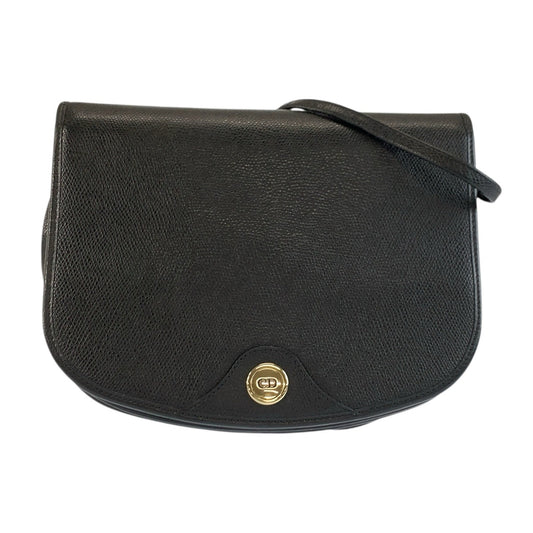 26147
Christian Dior クリスチャンディオール ヴィンテージ ブラック 黒 ゴールド金具 レザー ショルダーバッグ ポシェット レディース ABP35