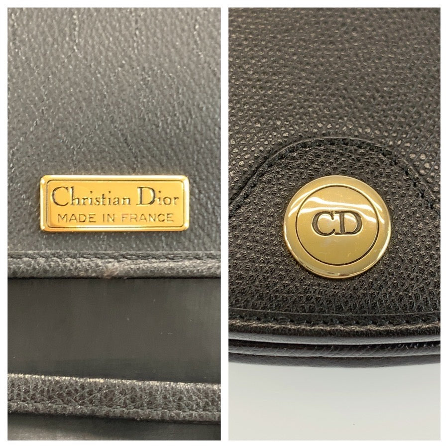 26147
Christian Dior クリスチャンディオール ヴィンテージ ブラック 黒 ゴールド金具 レザー ショルダーバッグ ポシェット レディース ABP35