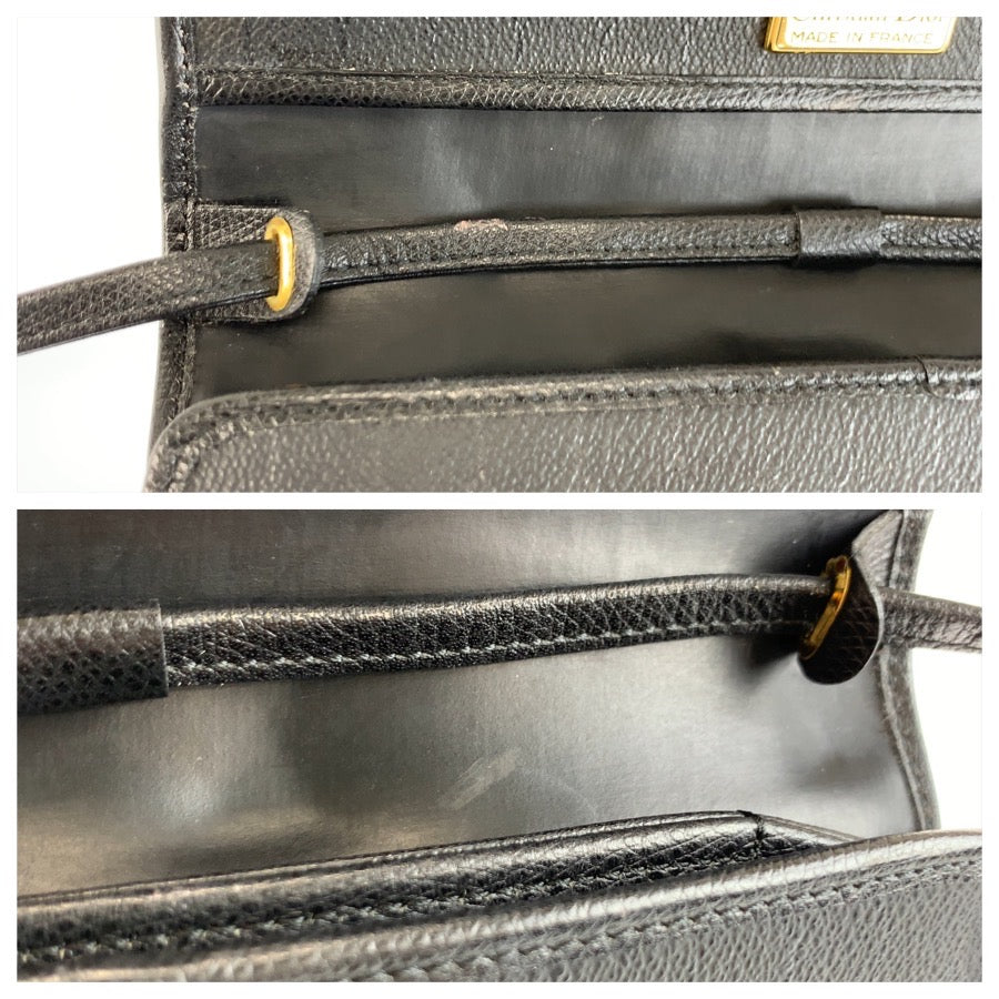26147
Christian Dior クリスチャンディオール ヴィンテージ ブラック 黒 ゴールド金具 レザー ショルダーバッグ ポシェット レディース ABP35