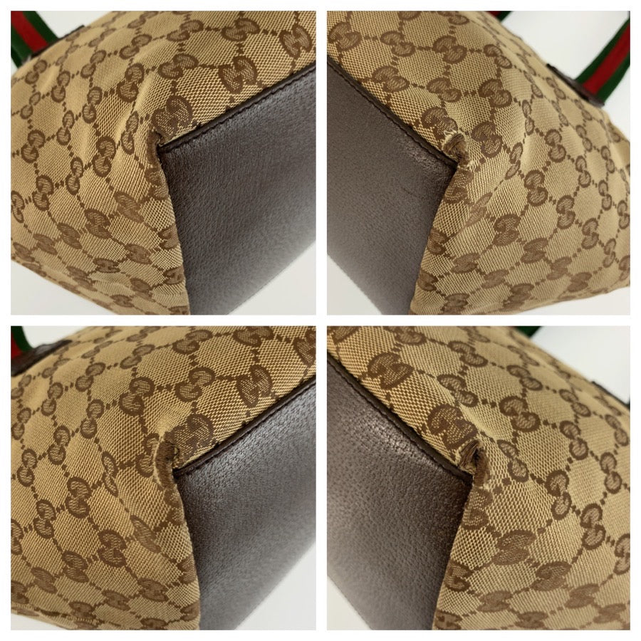 26148
GUCCI グッチ シェリーライン ベージュ ブラウン GGキャンバス 131228 トートバッグ ハンドバッグ レディース B28