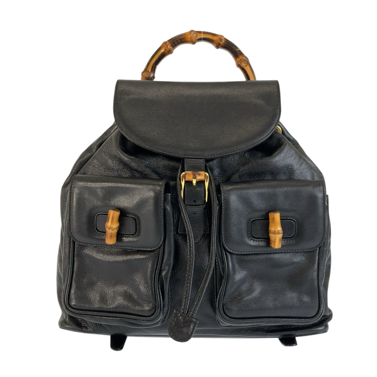 26151
GUCCI グッチ バンブー ブラック 黒 ゴールド金具 レザー 003 2058 0016 リュックサック バックパック レディース ABP44