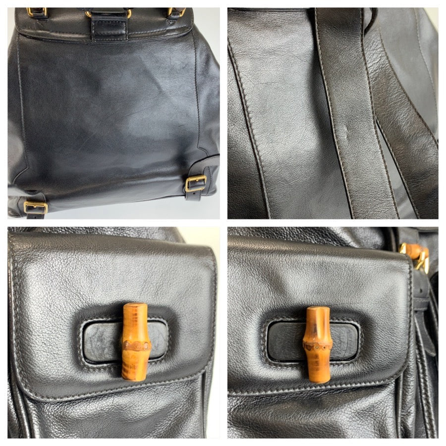 26151
GUCCI グッチ バンブー ブラック 黒 ゴールド金具 レザー 003 2058 0016 リュックサック バックパック レディース ABP44