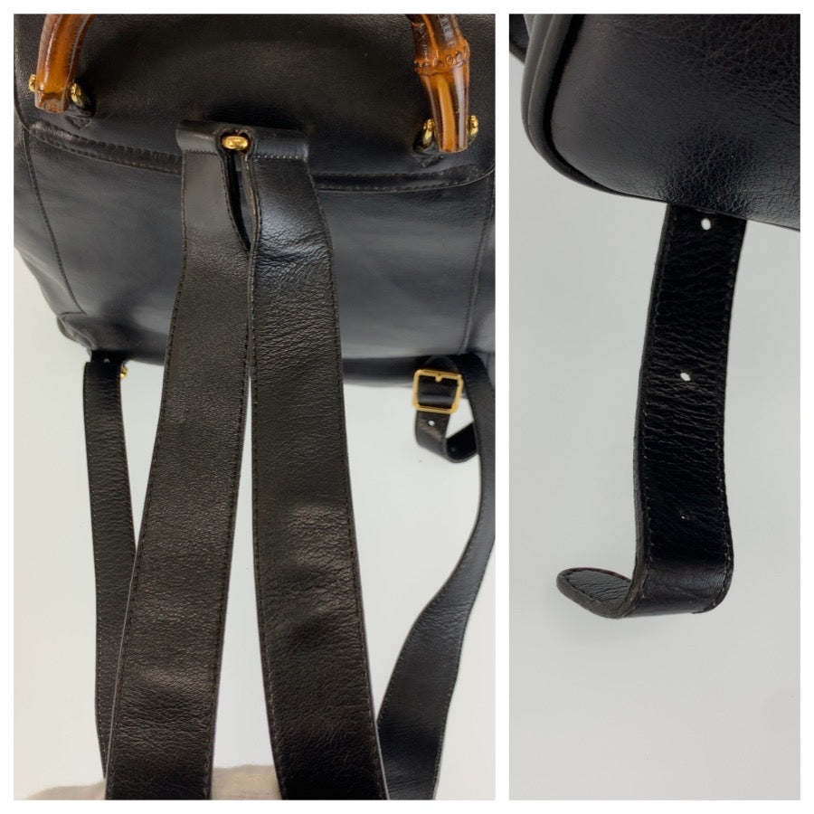 26151
GUCCI グッチ バンブー ブラック 黒 ゴールド金具 レザー 003 2058 0016 リュックサック バックパック レディース ABP44