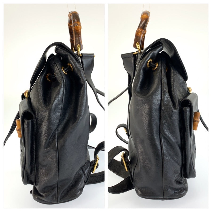 26151
GUCCI グッチ バンブー ブラック 黒 ゴールド金具 レザー 003 2058 0016 リュックサック バックパック レディース ABP44