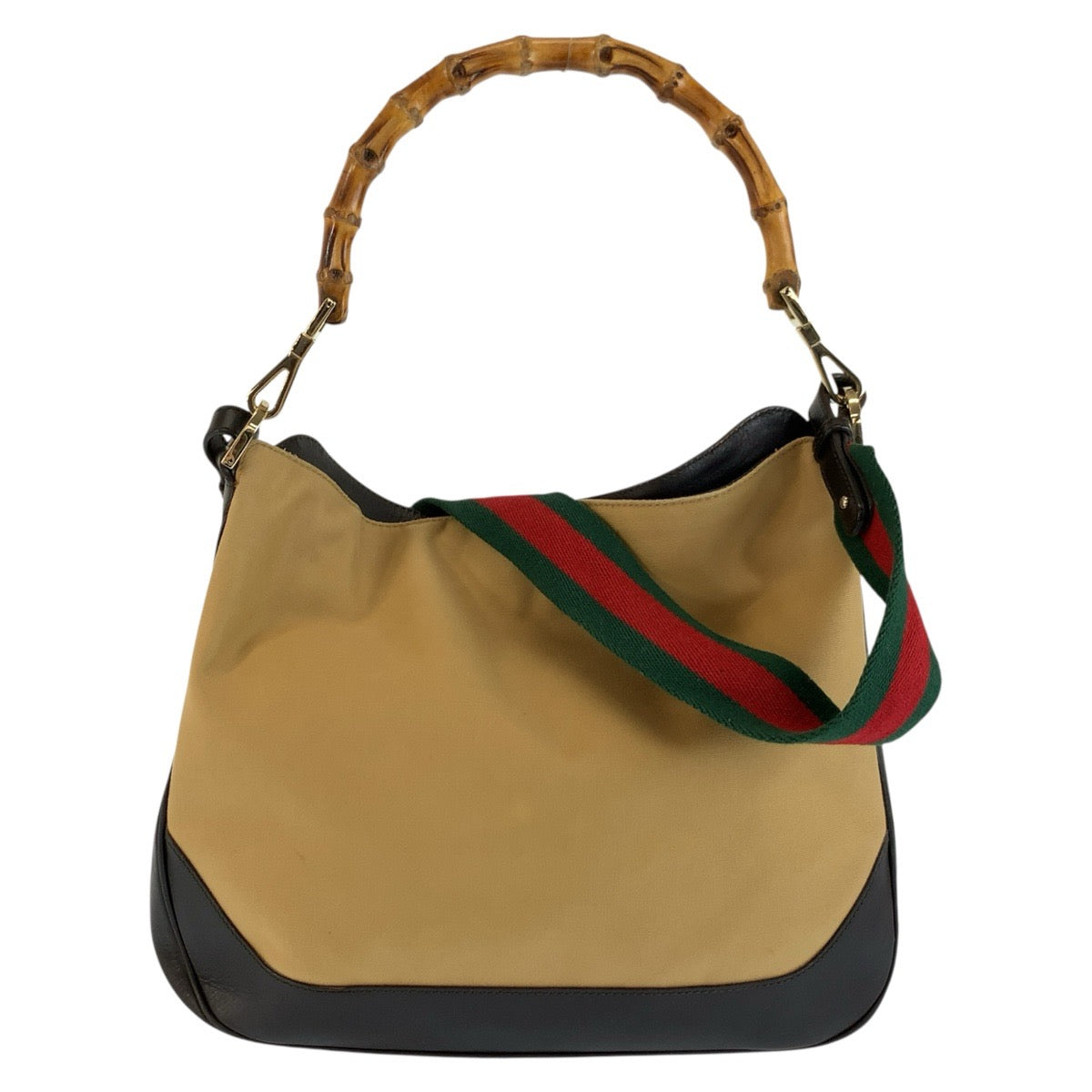 26152
GUCCI グッチ バンブー シェリーライン ベージュ ブラック ゴールド金具 キャンバス 001 4095 ハンドバッグ ショルダーバッグ レディース ABP35