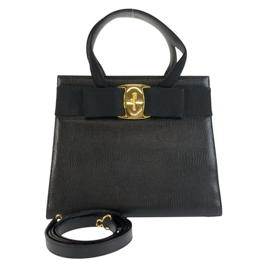 26154
Salvatore Ferragamo サルヴァトーレフェラガモ ヴァラリボン ブラック 黒 ゴールド金具 レザー AQ-214178 ハンドバッグ ショルダーバッグ 2way レディース ABP35