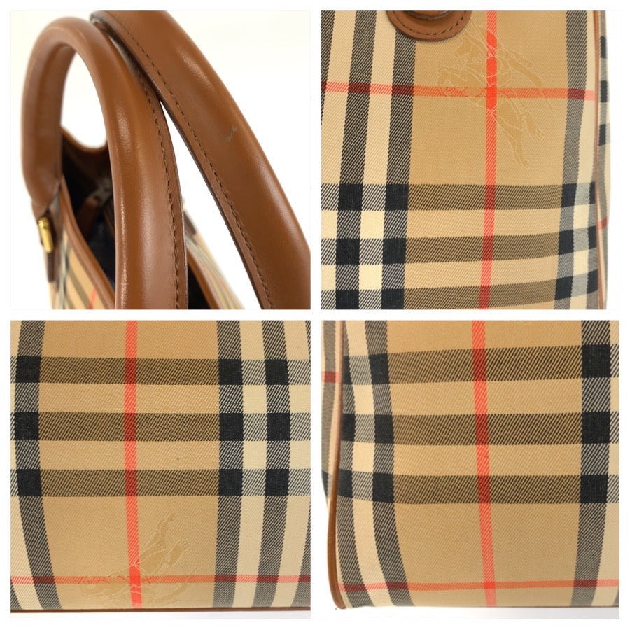 26155
Burberrys バーバリーズ ヴィンテージ チェック柄 ブラウン ベージュ キャンバス / レザー トートバッグ ハンドバッグ レディース ABP35