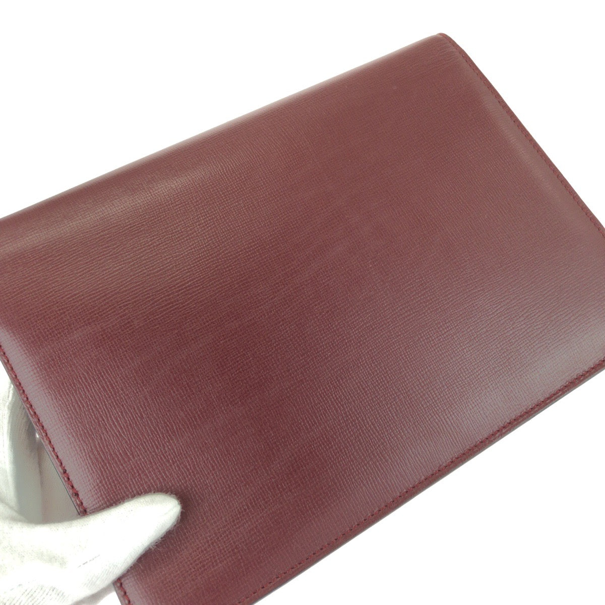26157
CARTIER カルティエ ヴィンテージ マストライン ワインレッド ボルドー ゴールド金具 レザー クラッチバッグ セカンドバッグ レディース A28