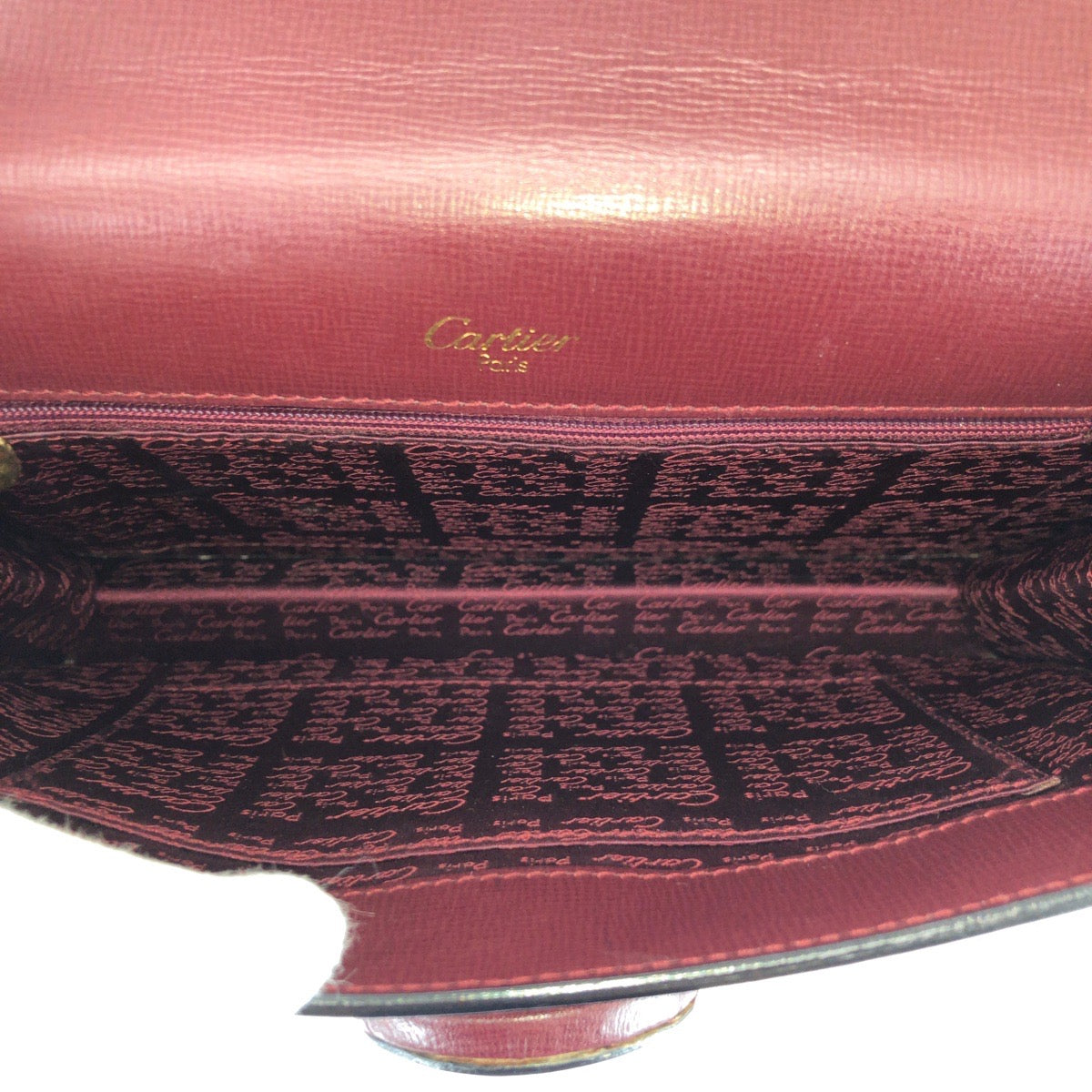 26157
CARTIER カルティエ ヴィンテージ マストライン ワインレッド ボルドー ゴールド金具 レザー クラッチバッグ セカンドバッグ レディース A28