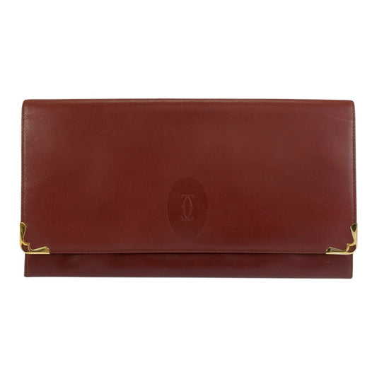 26158
CARTIER カルティエ マストライン ワインレッド ゴールド金具 レザー クラッチバッグ セカンドバッグ メンズ ABP16