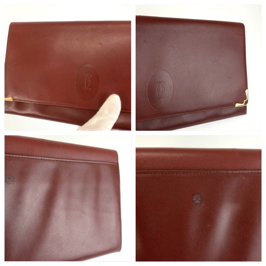 26158
CARTIER カルティエ マストライン ワインレッド ゴールド金具 レザー クラッチバッグ セカンドバッグ メンズ ABP16