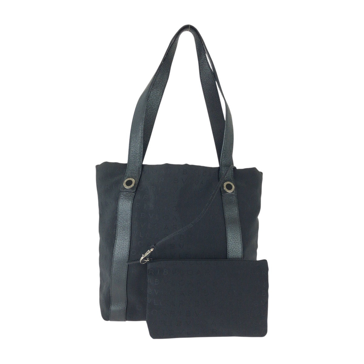 26159
BVLGARI ブルガリ ロゴマニア ブラック 黒 シルバー金具 キャンバス / レザー トートバッグ ショルダーバッグ レディース ABP21
