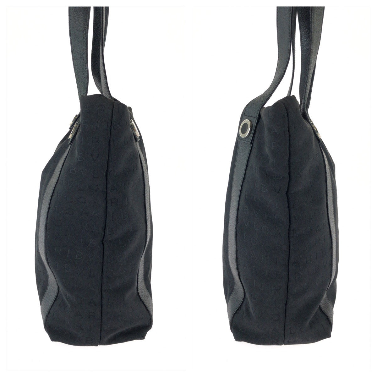 26159
BVLGARI ブルガリ ロゴマニア ブラック 黒 シルバー金具 キャンバス / レザー トートバッグ ショルダーバッグ レディース ABP21
