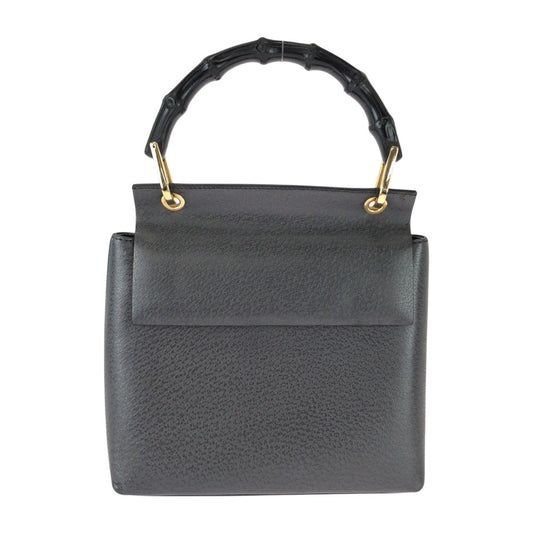 26163
GUCCI グッチ バンブー グレー ブラック ゴールド金具 レザー 001 1014 1888 ハンドバッグ レディース ABP30