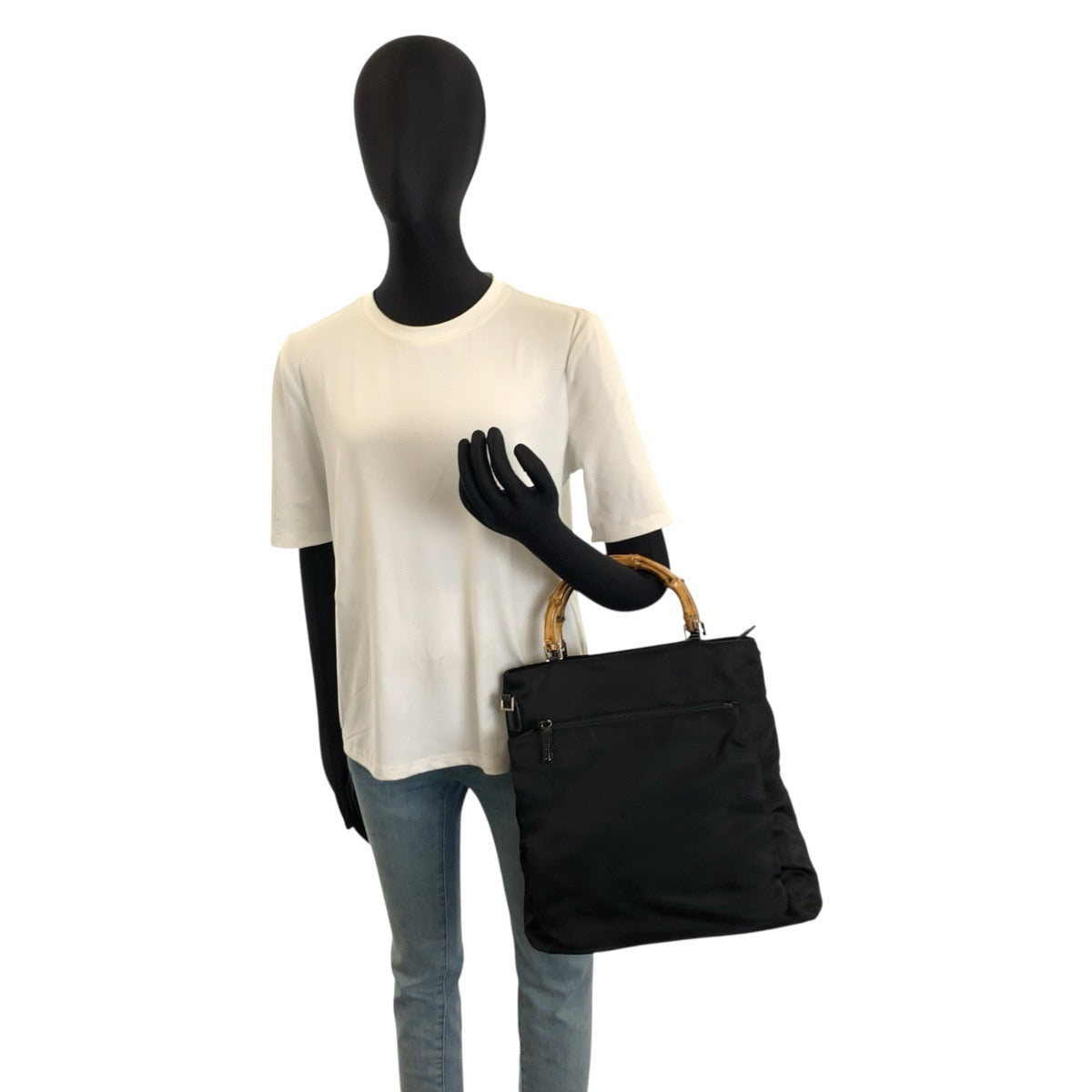 26164
GUCCI グッチ バンブー ブラック 黒 ナイロン 001 3754 1577 ハンドバッグ レディース AB30