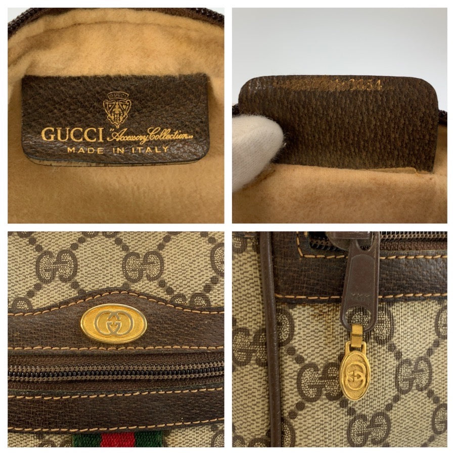 26166
GUCCI グッチ ヴィンテージ シェリーライン ベージュ ブラウン ゴールド金具 GGスプリームキャンバス / レザー ショルダーバッグ ポシェット レディース AB36