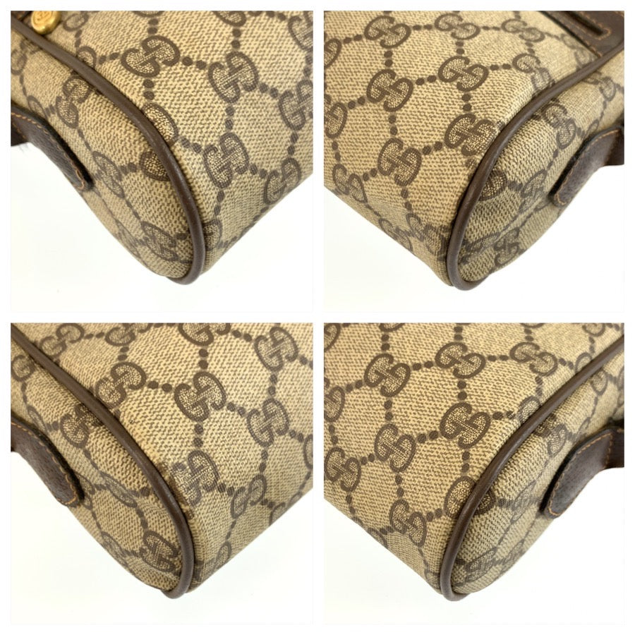 26166
GUCCI グッチ ヴィンテージ シェリーライン ベージュ ブラウン ゴールド金具 GGスプリームキャンバス / レザー ショルダーバッグ ポシェット レディース AB36
