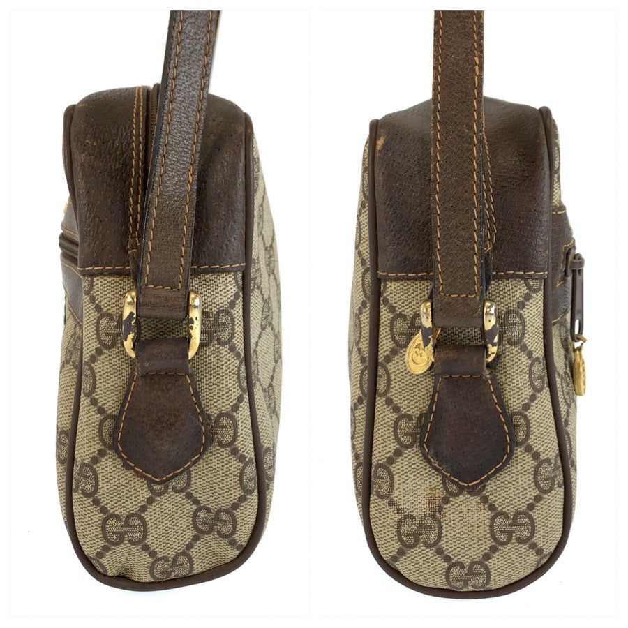 26166
GUCCI グッチ ヴィンテージ シェリーライン ベージュ ブラウン ゴールド金具 GGスプリームキャンバス / レザー ショルダーバッグ ポシェット レディース AB36
