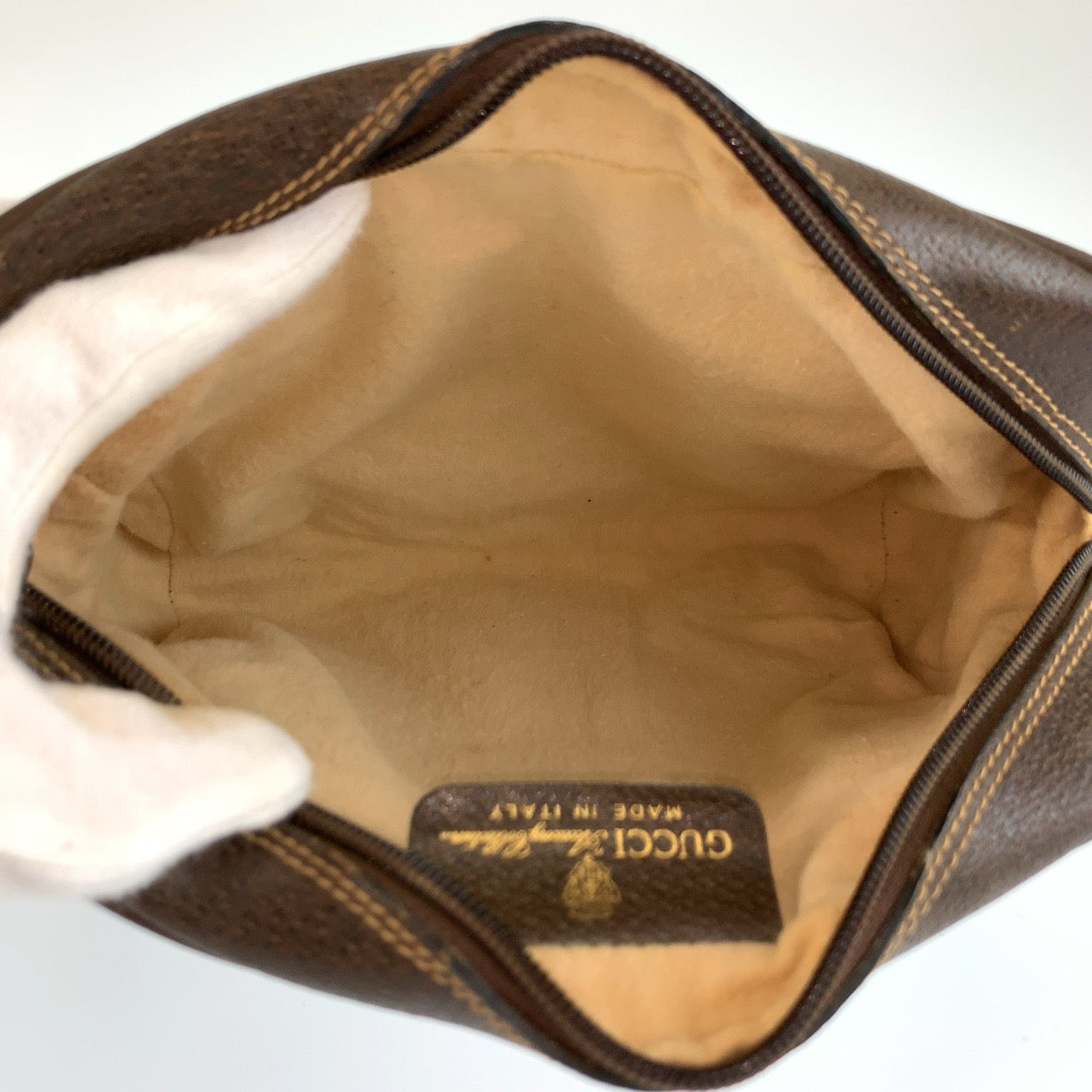26166
GUCCI グッチ ヴィンテージ シェリーライン ベージュ ブラウン ゴールド金具 GGスプリームキャンバス / レザー ショルダーバッグ ポシェット レディース AB36