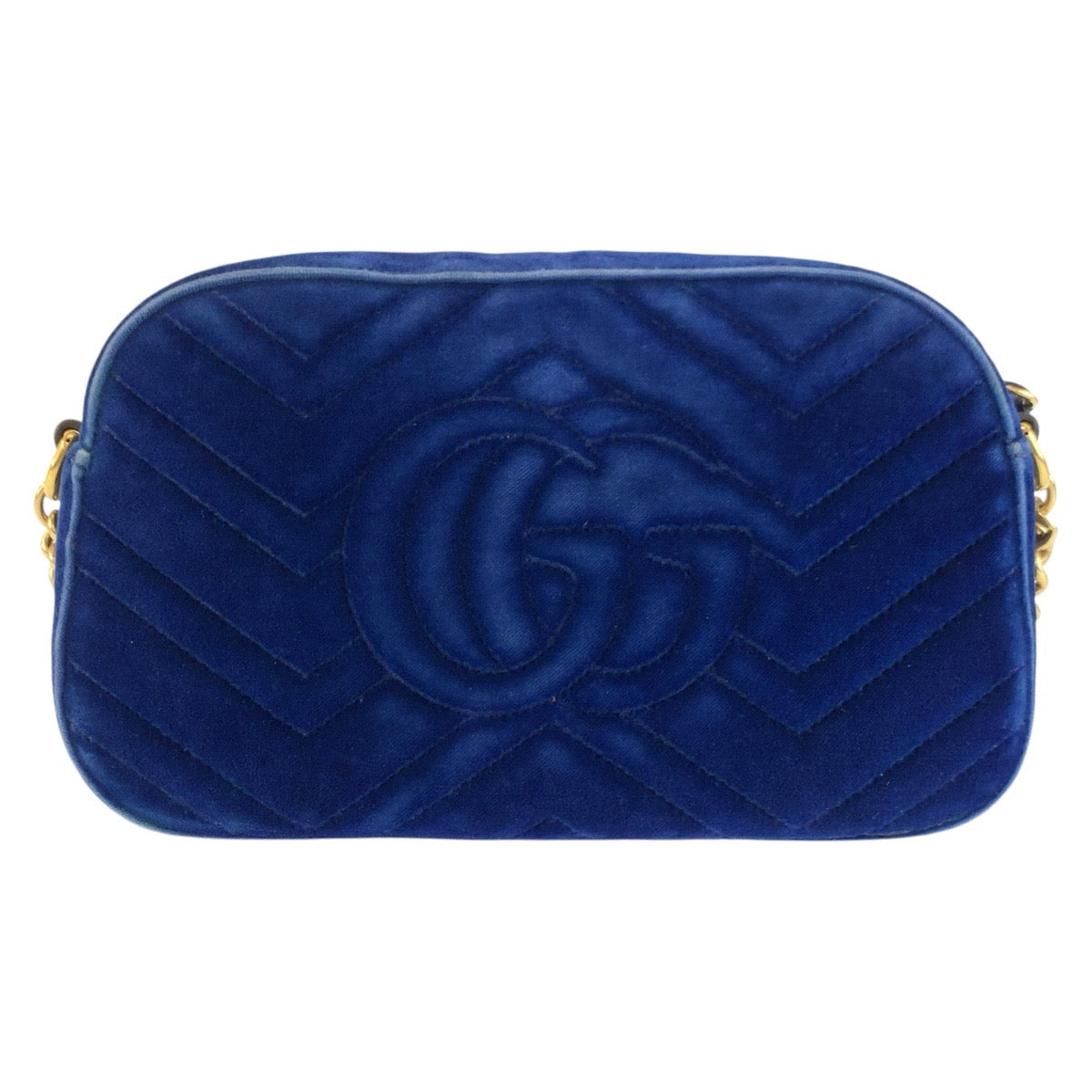 26171
GUCCI グッチ GGマーモント ブルー ゴールド金具 ベルベット 447632 ショルダーバッグ ポシェット レディース AB37