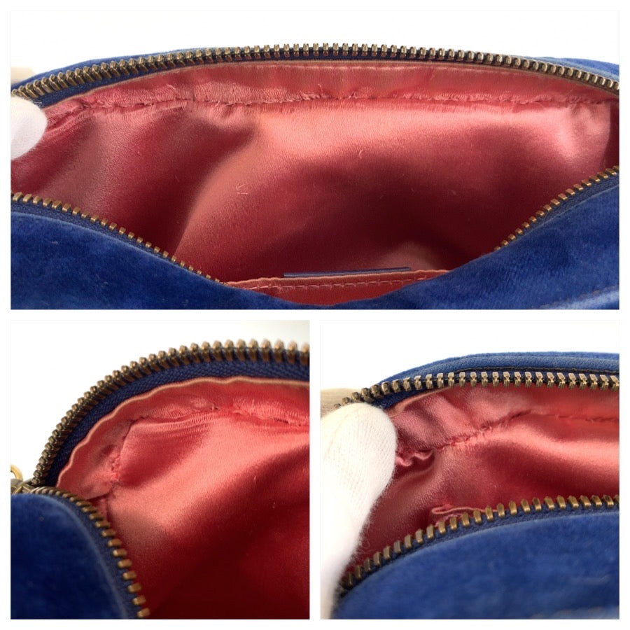 26171
GUCCI グッチ GGマーモント ブルー ゴールド金具 ベルベット 447632 ショルダーバッグ ポシェット レディース AB37